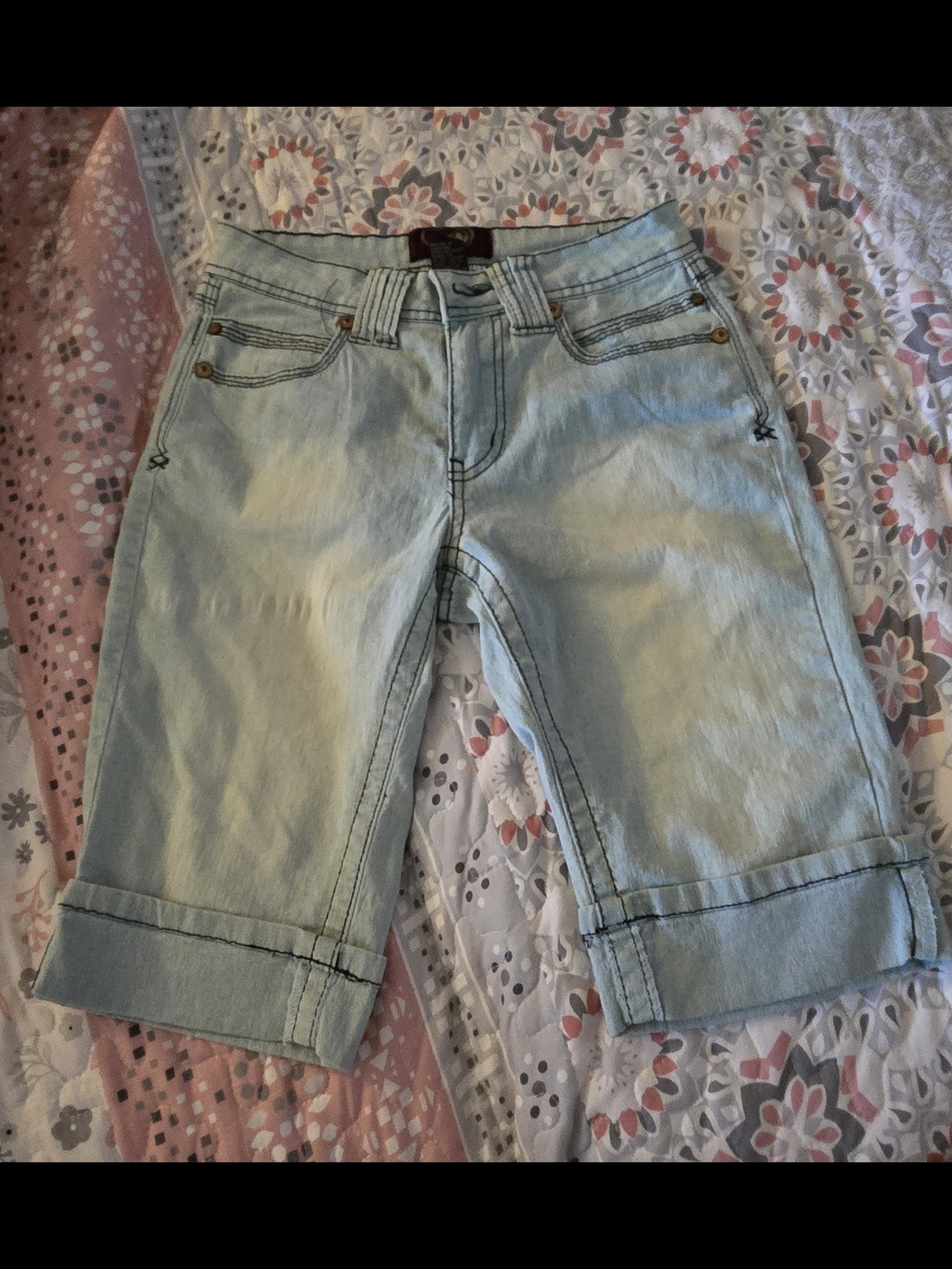 Angels Light Blue Jean Shorts